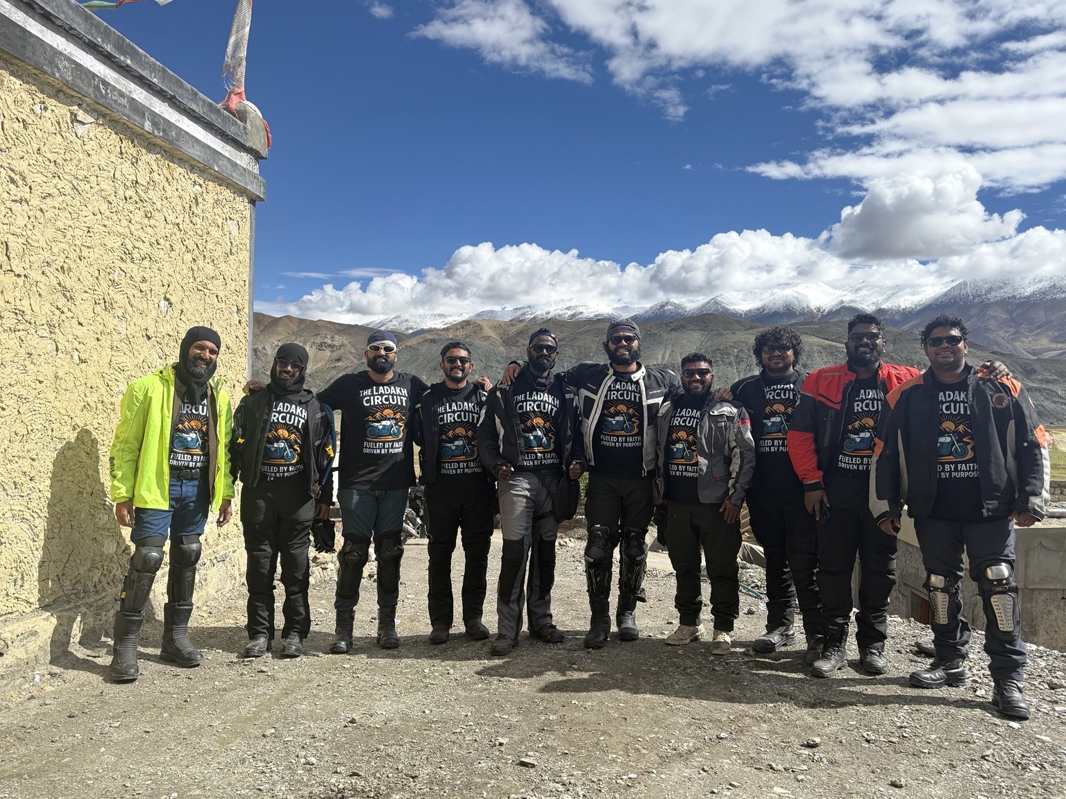 The riding group together in Ladakh