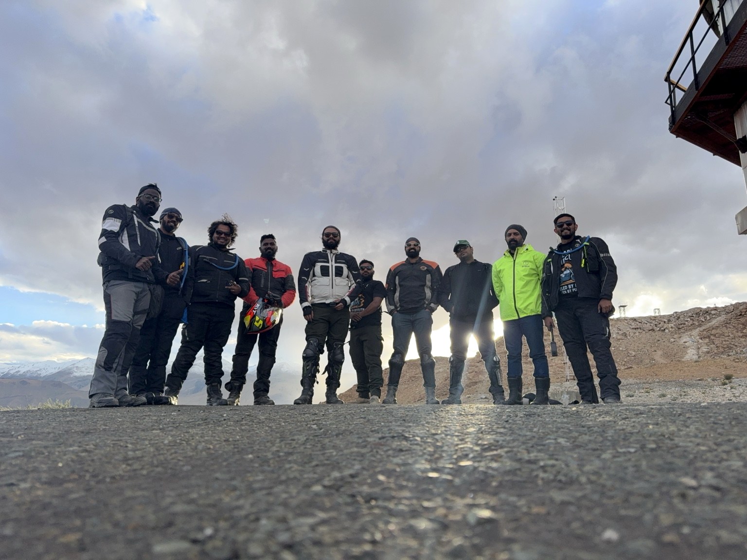 The group together during the Ladakh motorcycle journey