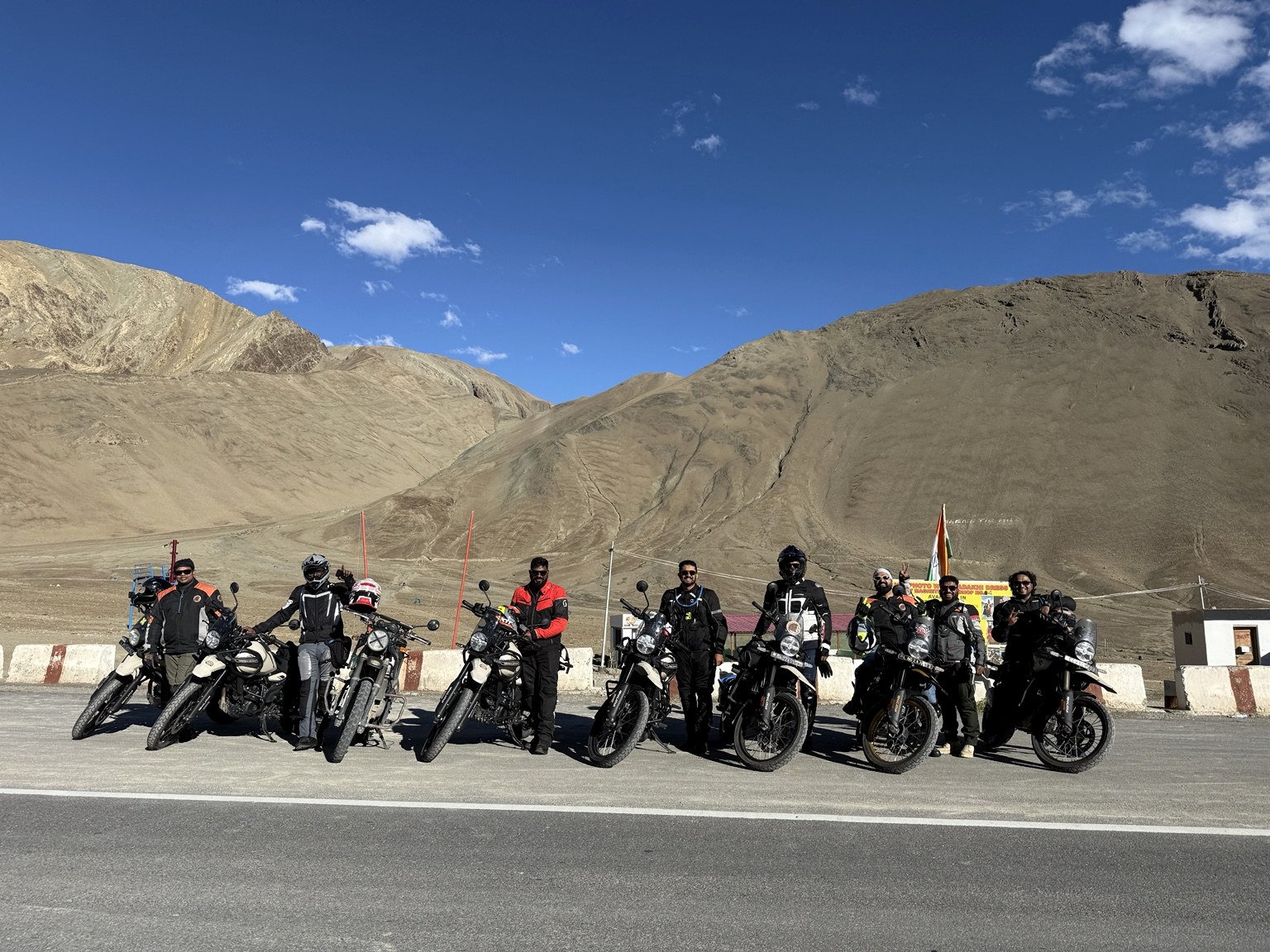 The group with motorcycles in Ladakh